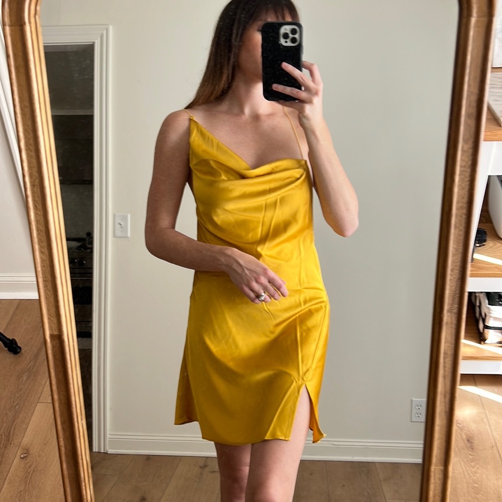 Open Back Cowl Neck Slip Dress